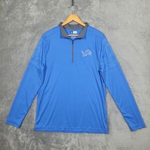 Detroit Lions 1/4 Zip Pullover Shirt Mens Large Blue NFL Team Apparel Logo